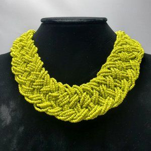 Signature Lime  green braided seed bead Bohemian choker necklace
